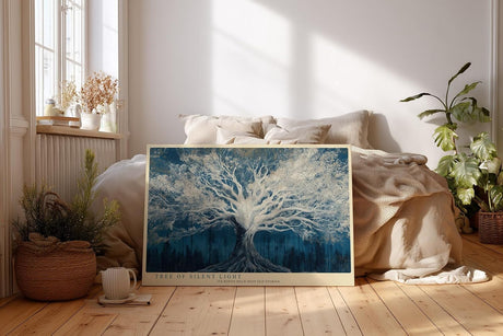Paul Sinus Wandbild 120x80cm Leuchtender Baum im nächtlichen Wald – Mystische Naturkunst mit strahlenden Ästen