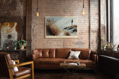 Paul Sinus Wandbild 120x80cm Leuchtturm Duenen Meer moderne Kuestenlandschaft Naturfotografie grosses Landschaftsbild stilvolle Wanddekoration fuer Wohnzimmer Büro