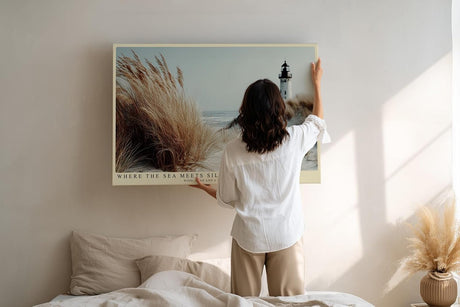Paul Sinus Wandbild 120x80cm Leuchtturm Duenen Meer moderne Kuestenlandschaft Naturfotografie grosses Landschaftsbild stilvolle Wanddekoration fuer Wohnzimmer Büro