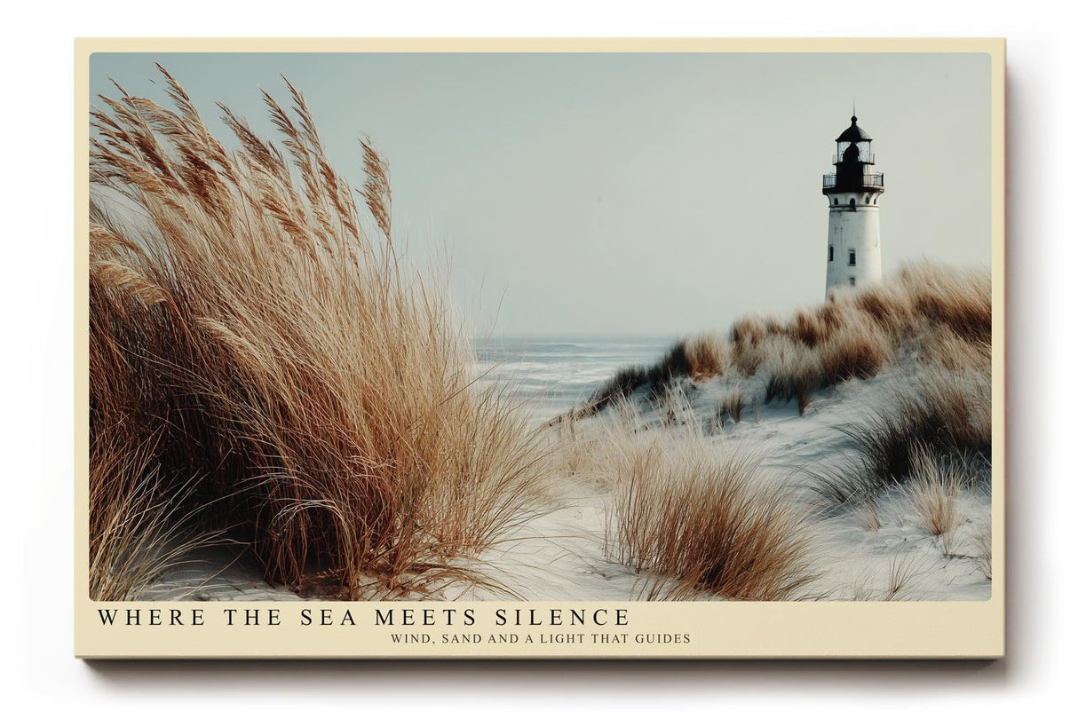 Paul Sinus Wandbild 120x80cm Leuchtturm Duenen Meer moderne Kuestenlandschaft Naturfotografie grosses Landschaftsbild stilvolle Wanddekoration fuer Wohnzimmer Büro