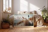 Paul Sinus Wandbild 120x80cm Leuchtturm Strandduenen Kuestenlandschaft Naturfotografie ruhige Meeresstimmung stilvolle Wanddekoration fuer Wohnzimmer Büro