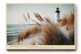 Paul Sinus Wandbild 120x80cm Leuchtturm Strandduenen Kuestenlandschaft Naturfotografie ruhige Meeresstimmung stilvolle Wanddekoration fuer Wohnzimmer Büro