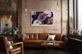 Paul Sinus Wandbild 120x80cm Lila Blumen moderne florale Illustration mit geometrischen Formen Wanddekoration