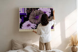 Paul Sinus Wandbild 120x80cm Lila Blumen moderne florale Illustration mit geometrischen Formen Wanddekoration