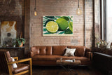 Paul Sinus Wandbild 120x80cm Limette Frucht Makro Zitrus Stillleben grüne Küche Kunst moderne Food Illustration Wanddekoration für Küche Esszimmer Bar Restaurant