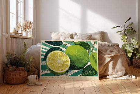Paul Sinus Wandbild 120x80cm Limette Frucht Makro Zitrus Stillleben grüne Küche Kunst moderne Food Illustration Wanddekoration für Küche Esszimmer Bar Restaurant