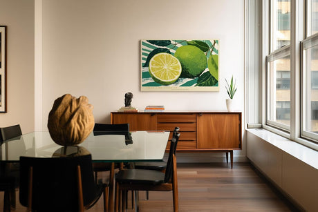 Paul Sinus Wandbild 120x80cm Limette Frucht Makro Zitrus Stillleben grüne Küche Kunst moderne Food Illustration Wanddekoration für Küche Esszimmer Bar Restaurant