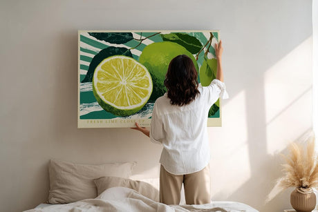 Paul Sinus Wandbild 120x80cm Limette Frucht Makro Zitrus Stillleben grüne Küche Kunst moderne Food Illustration Wanddekoration für Küche Esszimmer Bar Restaurant