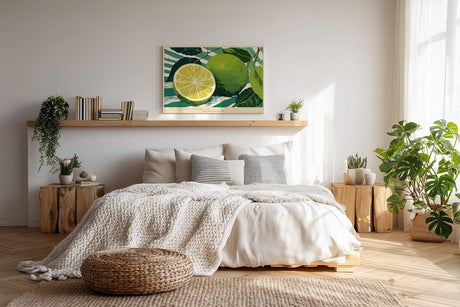 Paul Sinus Wandbild 120x80cm Limette Frucht Makro Zitrus Stillleben grüne Küche Kunst moderne Food Illustration Wanddekoration für Küche Esszimmer Bar Restaurant