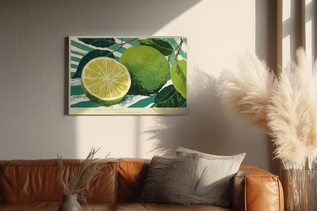 Paul Sinus Wandbild 120x80cm Limette Frucht Makro Zitrus Stillleben grüne Küche Kunst moderne Food Illustration Wanddekoration für Küche Esszimmer Bar Restaurant