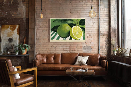Paul Sinus Wandbild 120x80cm Limette Zitrusfrucht Stillleben grüne Küche Kunst moderne Food Illustration frische Zitrus Dekoration für Küche Esszimmer Café Restaurant
