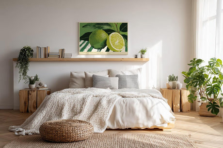 Paul Sinus Wandbild 120x80cm Limette Zitrusfrucht Stillleben grüne Küche Kunst moderne Food Illustration frische Zitrus Dekoration für Küche Esszimmer Café Restaurant