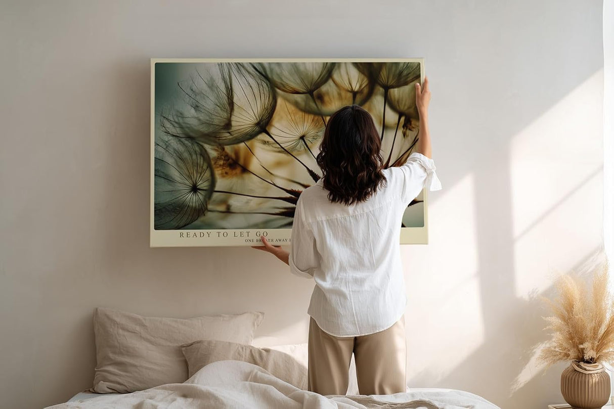 Paul Sinus Wandbild 120x80cm Loewenzahn Makrofotografie Samen Natur Kunstmotiv mit sanften Farben stilvolle Wanddekoration fuer Wohnzimmer Flur