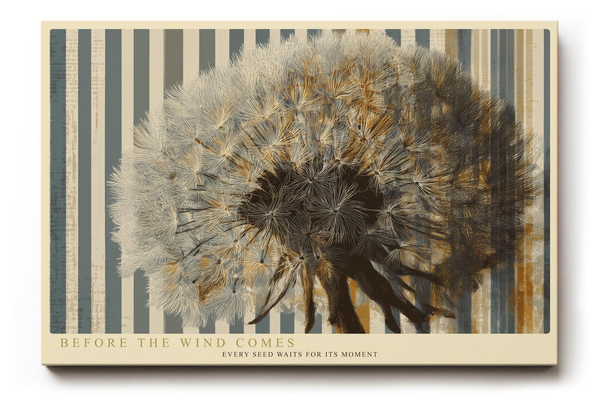 Paul Sinus Wandbild 120x80cm Loewenzahn Pusteblume moderne botanische Kunst abstraktes Naturmotiv beige grau stilvolle Wanddekoration fuer Wohnzimmer Büro