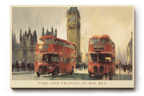 Paul Sinus Wandbild 120x80cm London Big Ben rote Doppeldecker Busse Stadt Kunst Wanddekoration London Motiv Wohnzimmer Büro