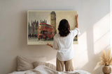Paul Sinus Wandbild 120x80cm London Big Ben rote Doppeldecker Busse Stadt Kunst Wanddekoration London Motiv Wohnzimmer Büro
