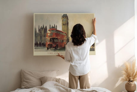Paul Sinus Wandbild 120x80cm London Big Ben rote Doppeldecker Busse Stadt Kunst Wanddekoration London Motiv Wohnzimmer Büro