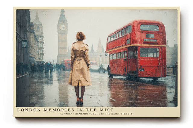 Paul Sinus Wandbild London Memories in the Mist – Frau mit Mantel im Nebel von London