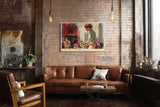 Paul Sinus Wandbild 120x80cm London Szene mit Doppeldeckerbus und Teeverkäuferin Moderne Stadt Kunst für Wohnzimmer Küche Büro