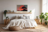 Paul Sinus Wandbild 120x80cm Lone Tree before Red Moon dramatische Landschaft mit Baum und rotem Mond Kunst Poster für Wohnzimmer Büro