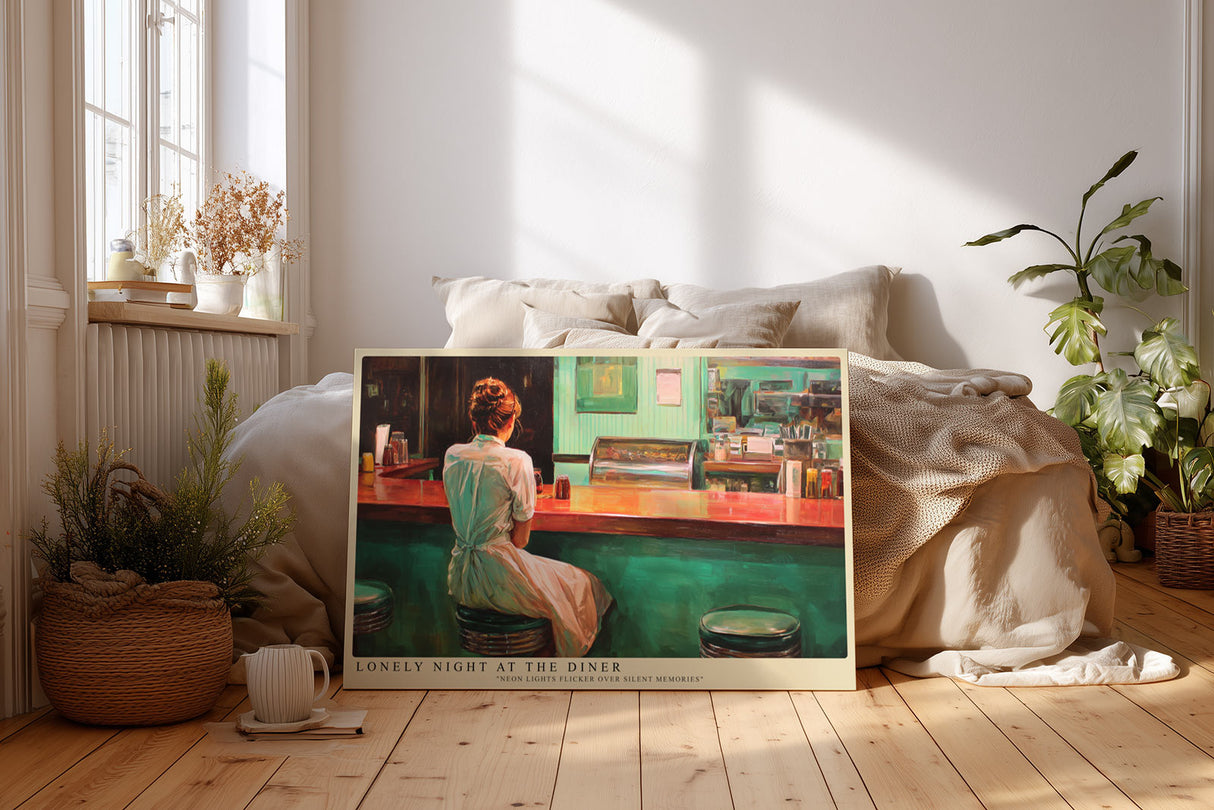 Paul Sinus Wandbild Lonely Night at the Diner – Zeitlose Retro-Kunst mit nostalgischer Atmosphäre für stilvolle Räume