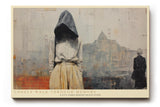 Paul Sinus Wandbild 120x80cm Lonely Walk Through Memory moderne Stadt Szene mit Figur melancholische Kunst Poster für Wohnzimmer Schlafzimmer