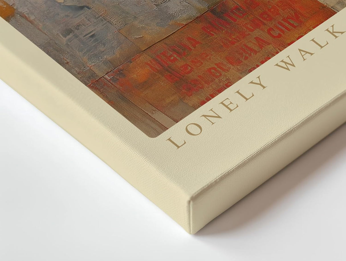 Paul Sinus Wandbild 120x80cm Lonely Walk Through Memory moderne Stadt Szene mit Figur melancholische Kunst Poster für Wohnzimmer Schlafzimmer