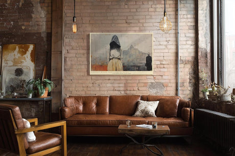Paul Sinus Wandbild 120x80cm Lonely Walk Through Memory moderne Stadt Szene mit Figur melancholische Kunst Poster für Wohnzimmer Schlafzimmer