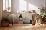 Paul Sinus Wandbild 120x80cm Lonely Walk Through Memory moderne Stadt Szene mit Figur melancholische Kunst Poster für Wohnzimmer Schlafzimmer