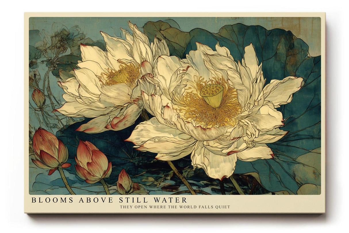Paul Sinus Wandbild 120x80cm Lotusblumen Wasserpflanzen Asiatische Naturkunst Elegante Florale Komposition