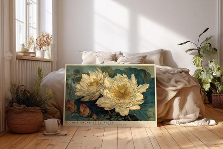Paul Sinus Wandbild 120x80cm Lotusblumen Wasserpflanzen Asiatische Naturkunst Elegante Florale Komposition