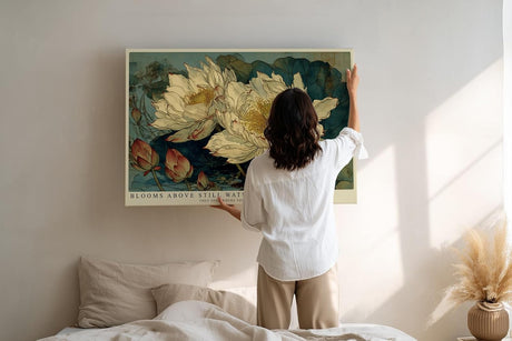 Paul Sinus Wandbild 120x80cm Lotusblumen Wasserpflanzen Asiatische Naturkunst Elegante Florale Komposition