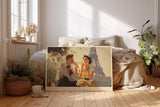 Paul Sinus Wandbild 120x80cm Love Beneath the Eiffel romantische Paris Szene mit Paar und Eiffelturm Kunst Poster für Wohnzimmer Schlafzimmer