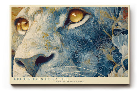 Paul Sinus Wandbild 120x80cm Löwe Goldene Augen Florale Kunst LeinWandbild 120x80cm Mystisches Tierportrait Wanddekoration