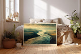 Paul Sinus Wandbild 120x80cm Luftaufnahme Fluss Landschaft moderne Natur Fotokunst weite Felder grosses Landschaftsbild stilvolle Wanddekoration fuer Wohnzimmer Büro