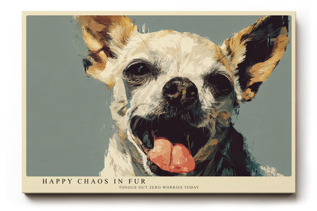 Paul Sinus Wandbild 120x80cm lustiger Chihuahua Hund Portrait moderne Tierkunst warmes Farbspiel Kunstdruck stilvolle Wanddekoration fuer Wohnzimmer Flur Büro Tierliebhaber
