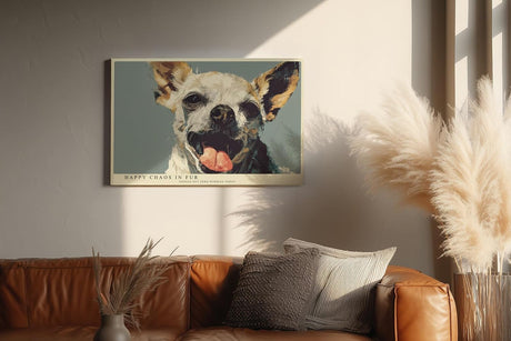 Paul Sinus Wandbild 120x80cm lustiger Chihuahua Hund Portrait moderne Tierkunst warmes Farbspiel Kunstdruck stilvolle Wanddekoration fuer Wohnzimmer Flur Büro Tierliebhaber