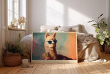 Paul Sinus Wandbild 120x80cm Lustiges Lama mit Sonnenbrille und Geld Modernes Tiermotiv Pop Art Stil fuer Wohnzimmer Büro und Jugendzimmer
