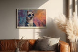 Paul Sinus Wandbild 120x80cm Lustiges Lama mit Sonnenbrille und Geldscheinen modernes Tierposter humorvolle Pop Art Tierkunst Kunstdruck Bild für Wohnzimmer Büro Bar Dekoration