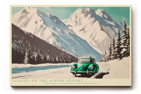 Paul Sinus Wandbild 120x80cm Luxury on the Alpine Ascent klassischer Sportwagen in Alpenlandschaft Retro Auto Kunst Poster für Wohnzimmer Büro