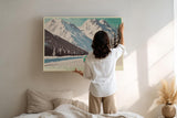 Paul Sinus Wandbild 120x80cm Luxury on the Alpine Ascent klassischer Sportwagen in Alpenlandschaft Retro Auto Kunst Poster für Wohnzimmer Büro