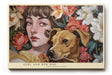 Paul Sinus Wandbild 120x80cm Mädchen Mit Hund Blumen Portrait LeinWandbild 120x80cm Romantische Tier Kunst Wanddekoration