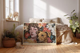 Paul Sinus Wandbild 120x80cm Mädchen Mit Hund Blumen Portrait LeinWandbild 120x80cm Romantische Tier Kunst Wanddekoration
