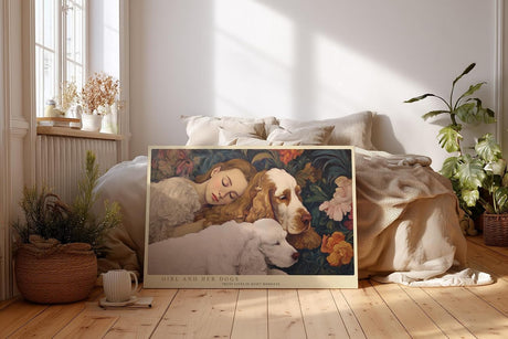 Paul Sinus Wandbild 120x80cm Mädchen Mit Hunden Romantisches Portrait LeinWandbild 120x80cm Tierkunst Wanddekoration