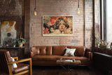 Paul Sinus Wandbild 120x80cm Maedchen mit Katze Blumen Portrait romantische Kunst Wanddekoration Wohnzimmer Schlafzimmer