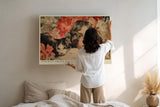 Paul Sinus Wandbild 120x80cm Maedchen mit Katze Blumen Portrait romantische Kunst Wanddekoration Wohnzimmer Schlafzimmer