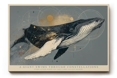 Paul Sinus Wandbild 120x80cm Majestaetischer Wal mit kosmischen Elementen moderne maritime Kunst