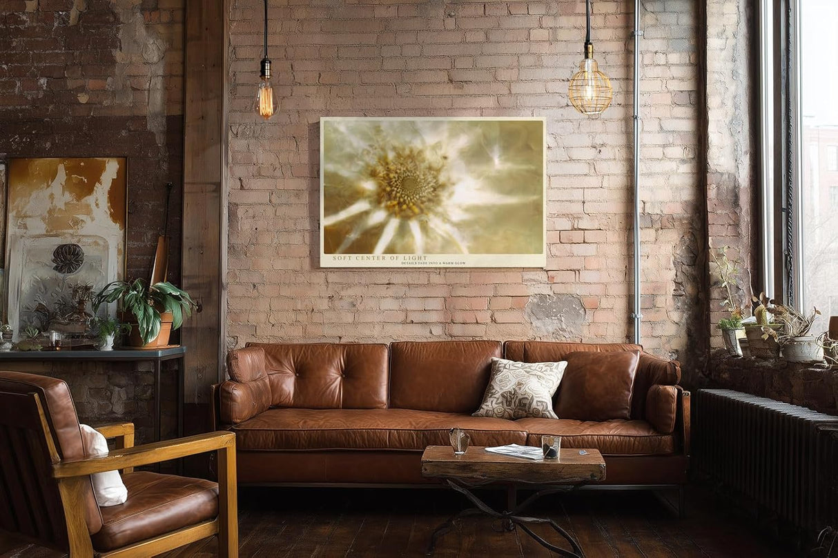 Paul Sinus Wandbild 120x80cm Makro Bluete abstrakt beige gold moderne Naturkunst Kunstdruck grosses Kunstbild elegante Wanddekoration fuer Wohnzimmer Büro