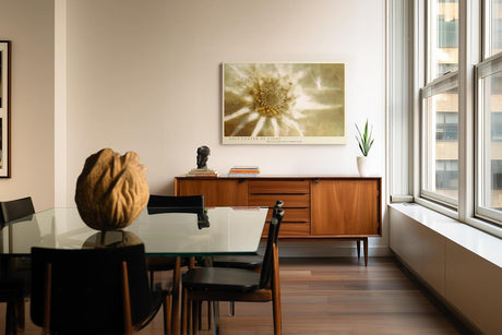 Paul Sinus Wandbild 120x80cm Makro Bluete abstrakt beige gold moderne Naturkunst Kunstdruck grosses Kunstbild elegante Wanddekoration fuer Wohnzimmer Büro