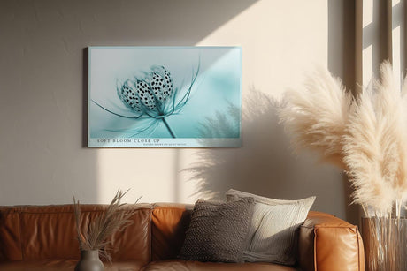 Paul Sinus Wandbild 120x80cm Makro Blume zarte Naturstruktur blau türkis minimalistische Naturfotografie ruhige botanische Kunst moderne